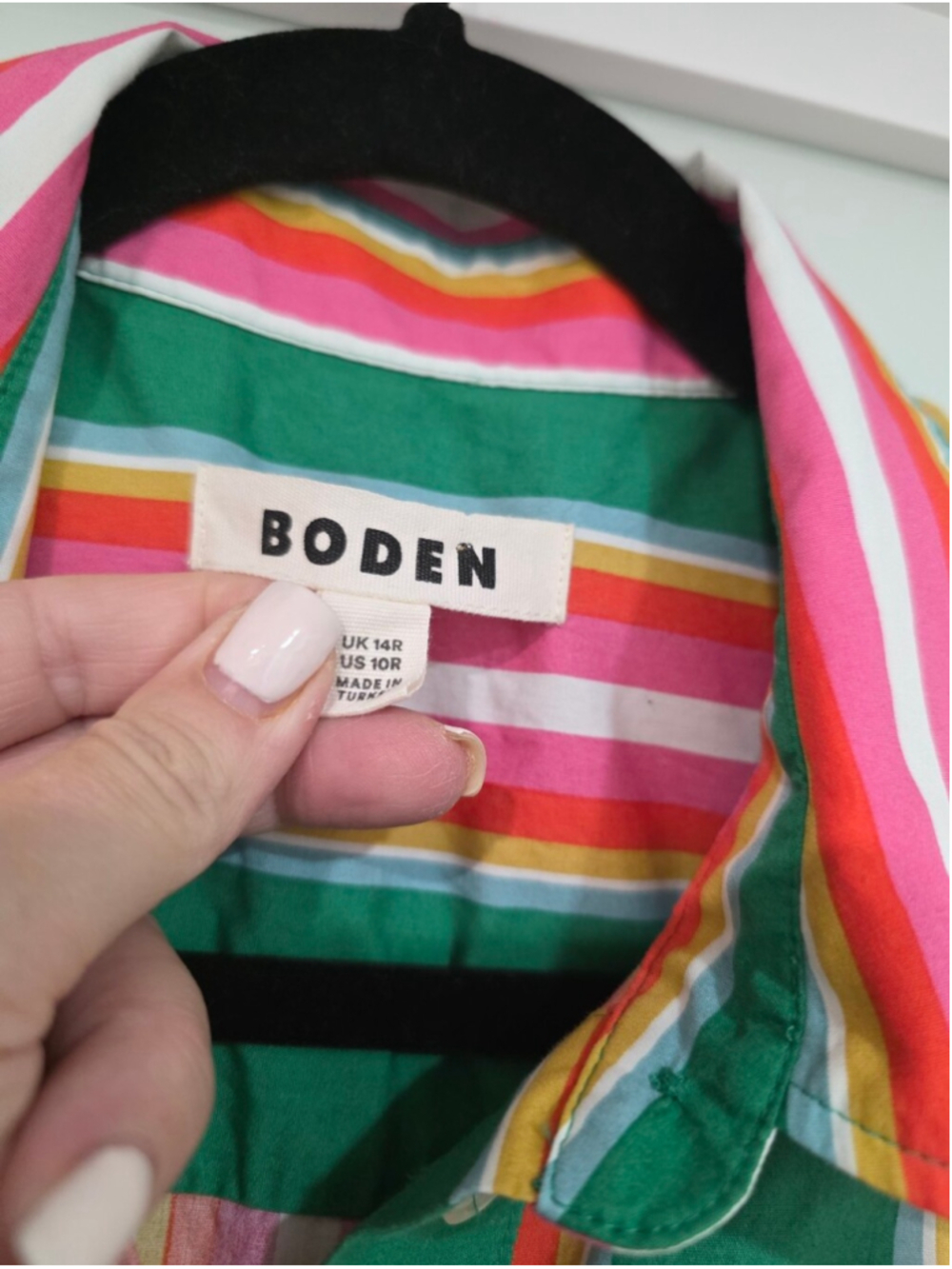 Boden Astrid Green Multicolor Stripe Midi Shirt Dress Size US 10R - Picture 3 of 16